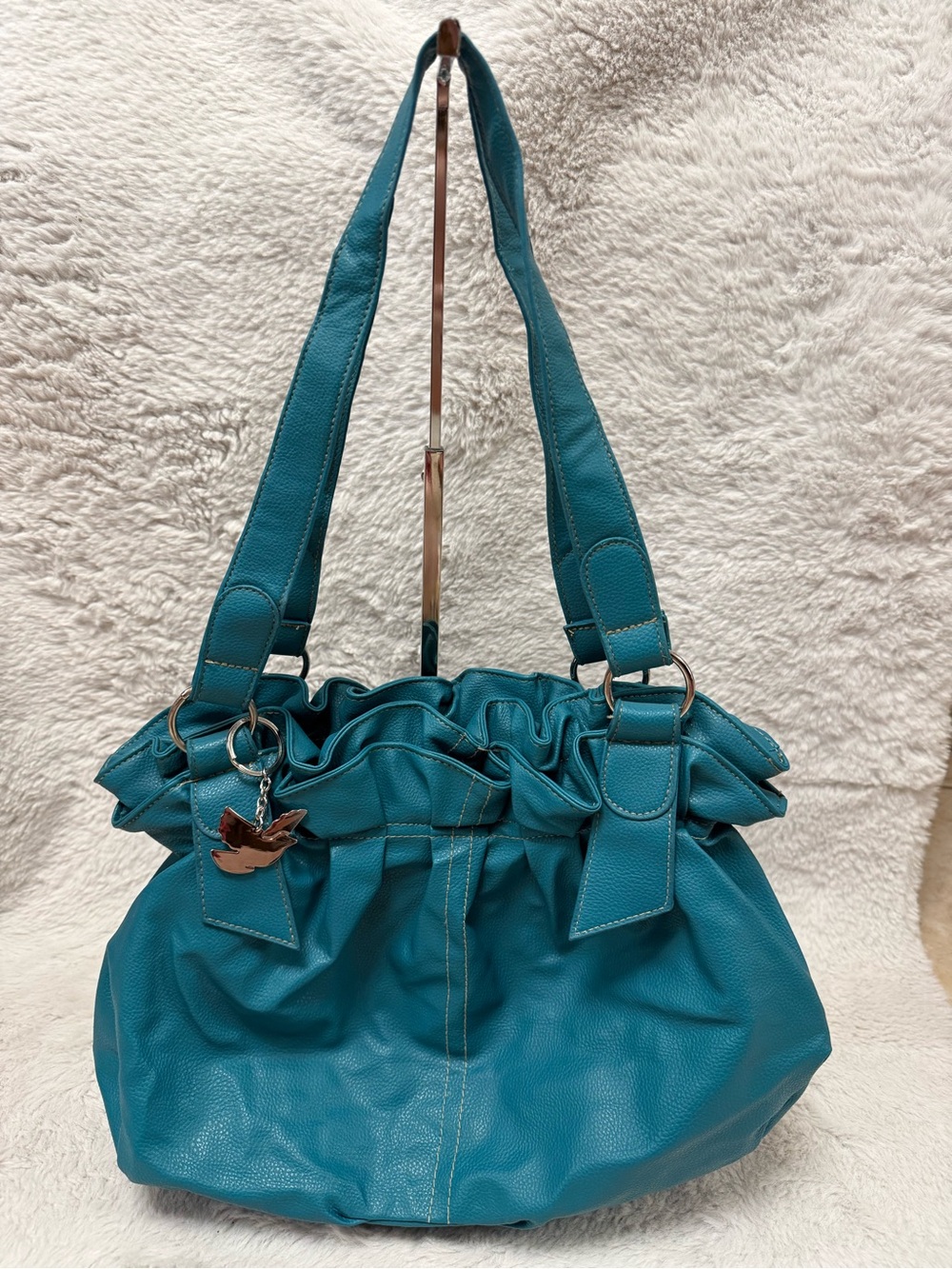 Selena Gomez Teal Ruffled-Top Shoulder Bag- Dream Out Loud Collection - Picture 12 of 14